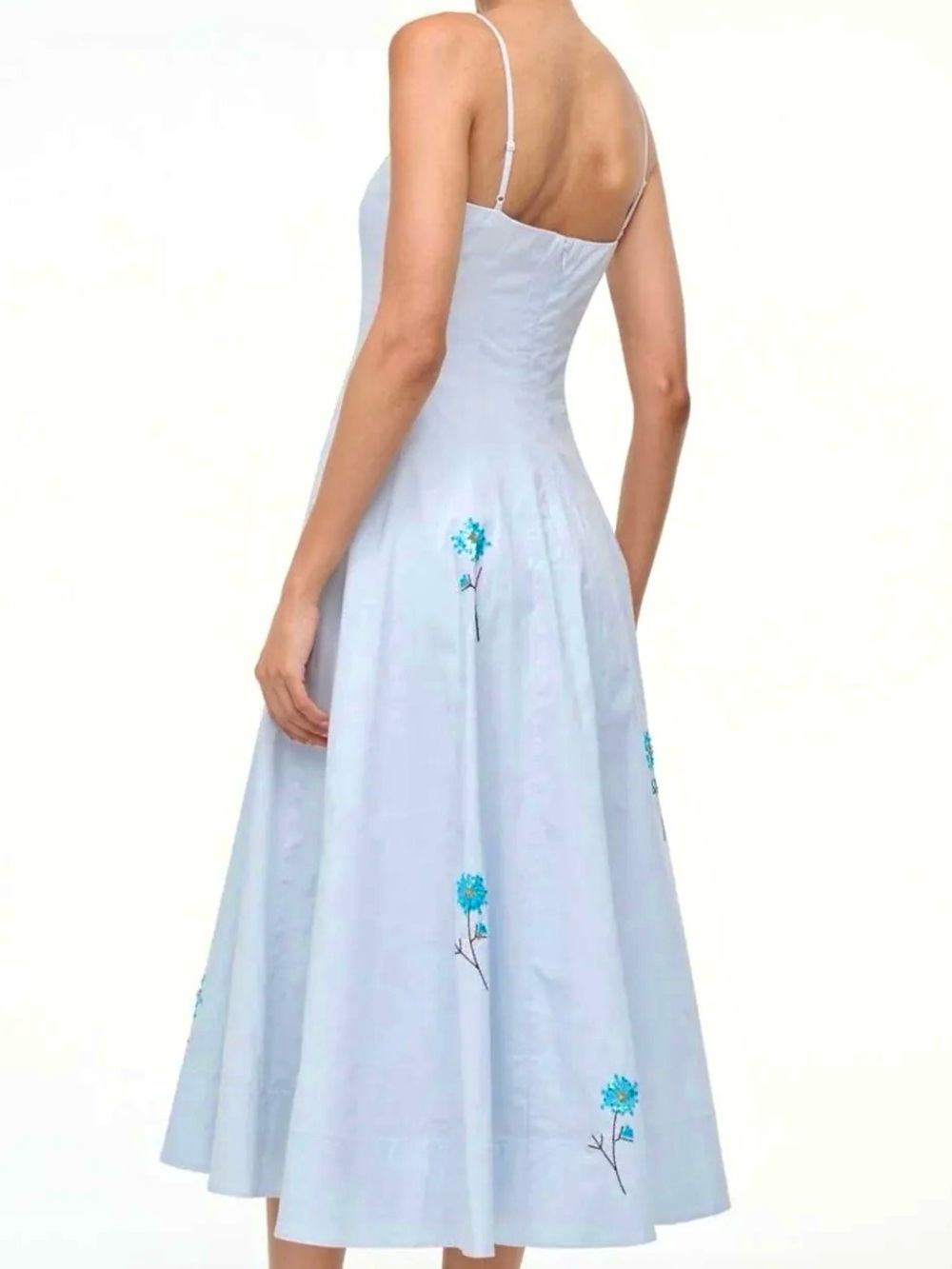 🌺🎉HP🎉🌺 NWT Staud Wylie Embroidered Midi Dress Dandelion Sky - Picture 6 of 16